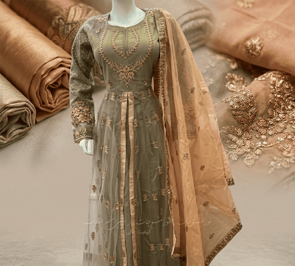 Embellished Anarkali Maxi Dress with Matching Dupatta